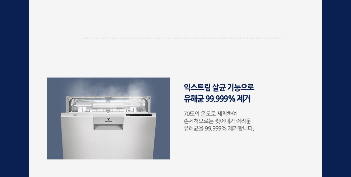 익스트림 살균 기능으로 유해균 99.999% 제거