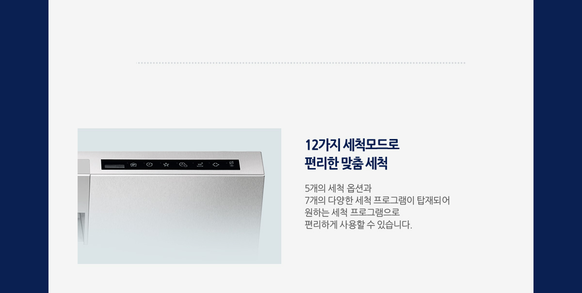 12가지 세척모드로 편리한 맞춤 세척